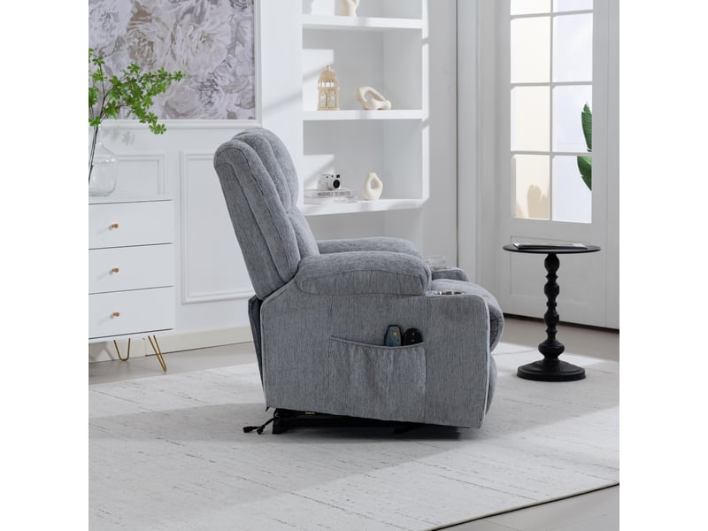  Fauteuil releveur électrique avec massage chauffant, dossier inclinable et repose-pieds, pour salon et espace de repos senior  - Conforama B