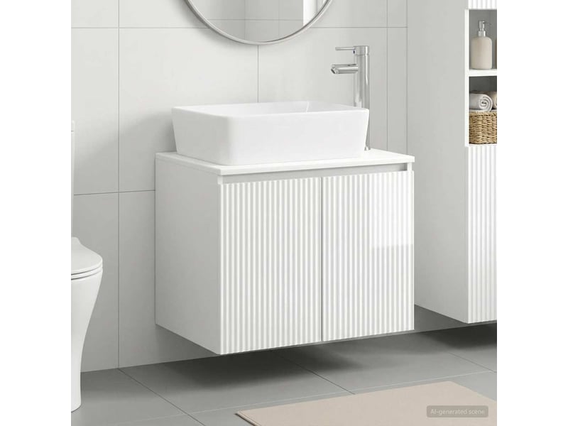  Ensemble de mobilier de salle de bain blanc brillant cf64592  - Conforama B