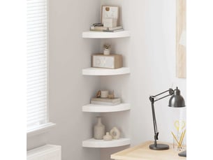 Lot de 4 étagères d'angle flottantes, étagères murales blanc 25x25x3,8 cm mdf cf42775