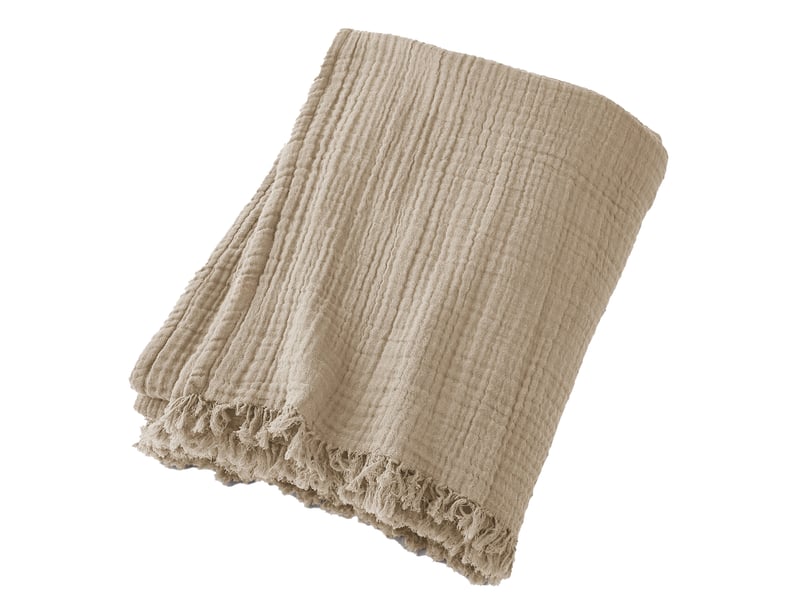  Plaid 180x220 cm gaze de coton terra ficelle PD25208 - Conforama A