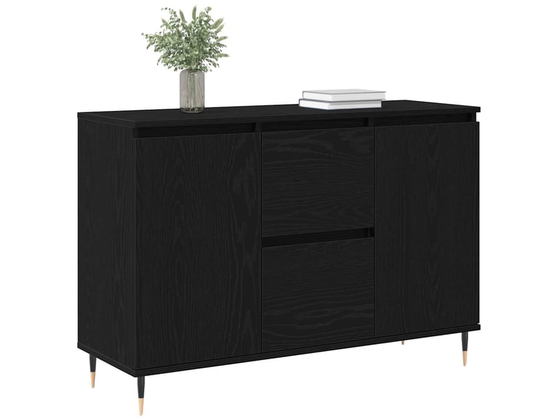  Buffet - bahut - meuble de rangement chêne noir 101,5 x 35 x 70 cm bois d'ingénierie  - Conforama C