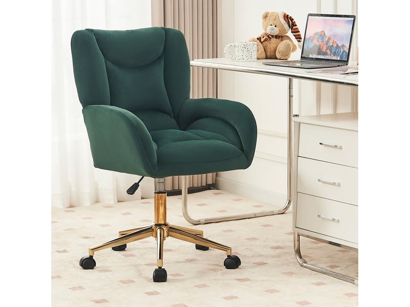  Chaise de bureau pivotante réglable en hauteur en velours vert homvra  - Conforama D