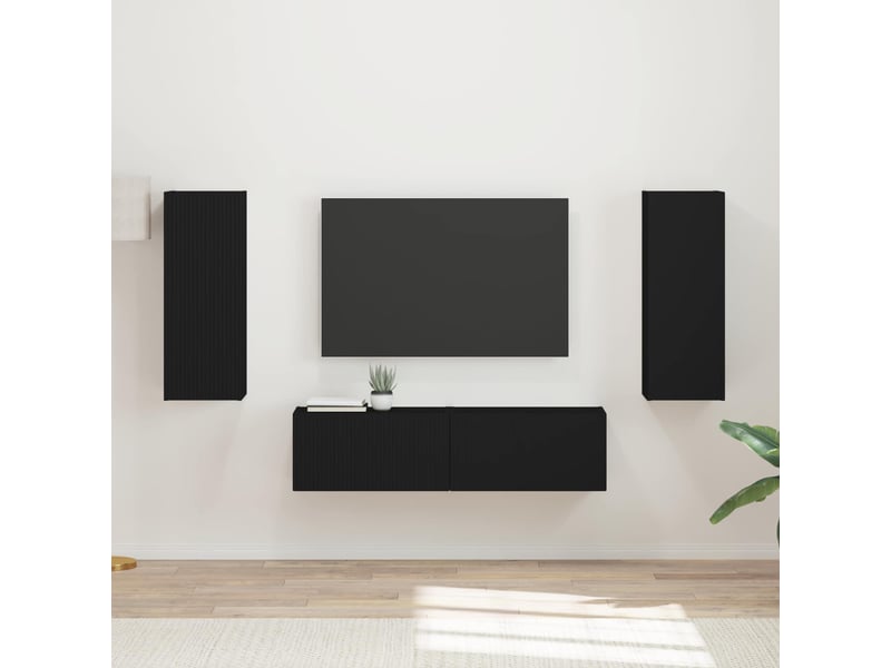  Ensemble meuble tv - banc tv - meuble de rangement 2 pcs noir bois d'ingénierie  - Conforama B