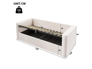 Lit banquette 90x200 cm <strong></strong>  <strong></strong> coloris beige