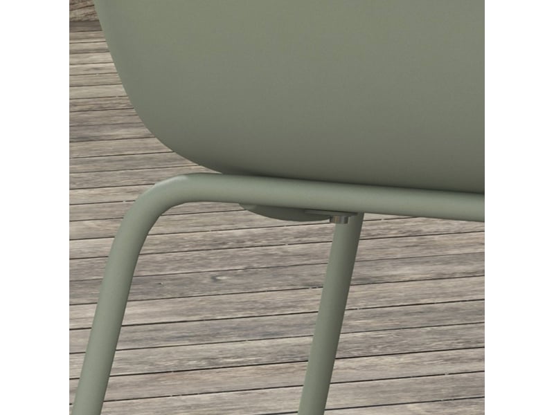  Chaise de jardin 60x60x80, lot de 4 chaises d'extérieur avec dossier et accoudoirs, plastique et métal, résistante aux intempéries, vert  - Conforama D