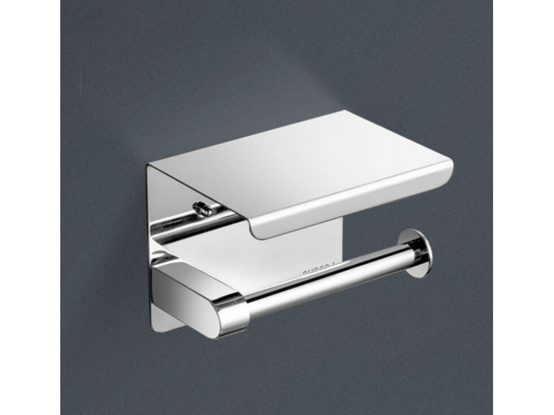  Porte-papier toilette avec support pour téléphone portable - porte-rouleau de papier toilette chromé autocollant, fixation murale pour salle de bain  - Conforama D