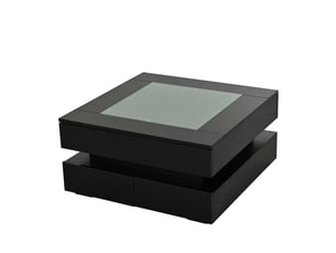 Table basse géométrique led - plateau verre, 3 tiroirs, noir, 70x70x35 cm, idéal petit espace