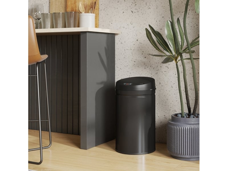  Poubelle à capteur 30 l noire en inox, fermeture silencieuse  - Conforama B