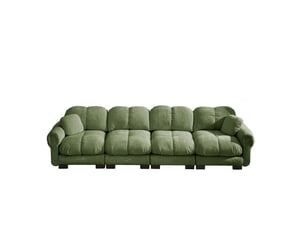 Canapé droit 4 places 330x86x90 cm, dossier ergonomique, assise épaisse, tissu en chenille, vert