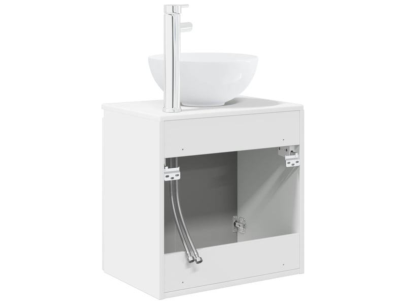 Vanité de lavabo mural, meuble de rangement blanc brillant 49.5x41x64.5 cm - Conforama E