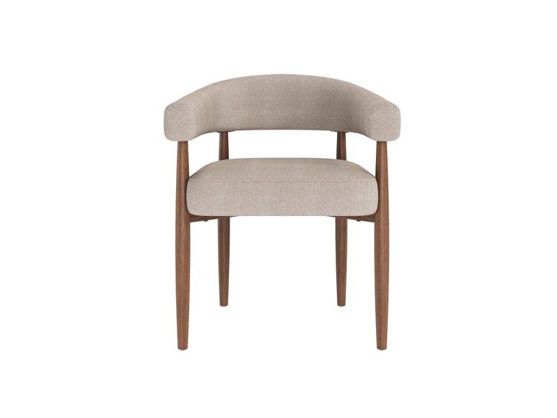  Lot de 4 chaises de salle à manger avec accoudoirs 60x59x75 cm en chenille taupe  - Conforama E
