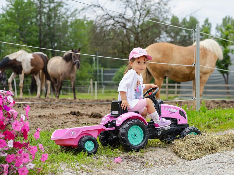  Tracteur enfant barbie avec remorque 2 à 5 ans - falk  - Conforama C