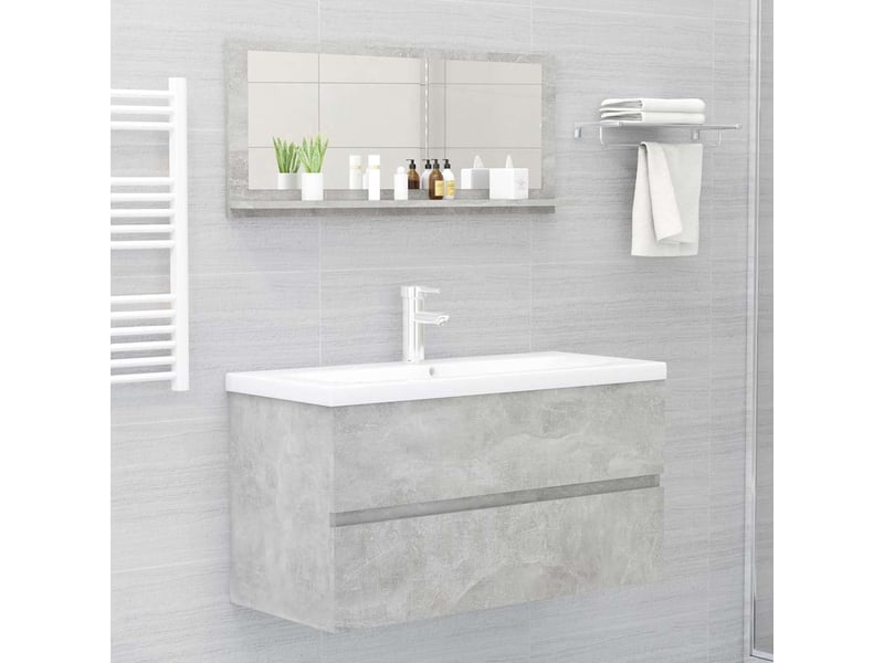  Miroir de salle de bain, miroir de toilette gris béton 90x10,5x37 cm aggloméré cf62548  - Conforama D