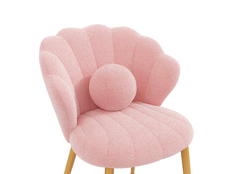 Lot de 2 chaises de salle à manger - 60x62,5x83 cm - chaises en tissu bouclé avec coussin et pieds en métal doré - rose - Conforama D