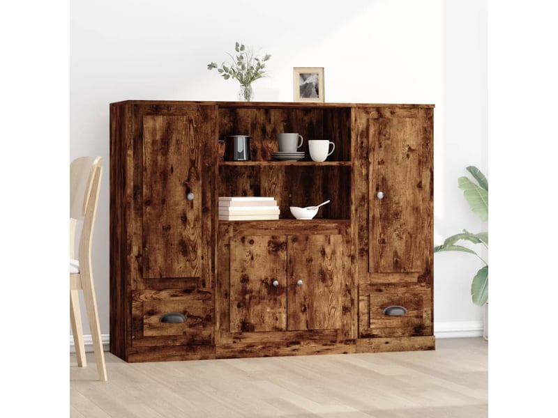  Buffets 3 pcs - bahut - meuble de rangement chêne fumé bois d'ingénierie  - Conforama B