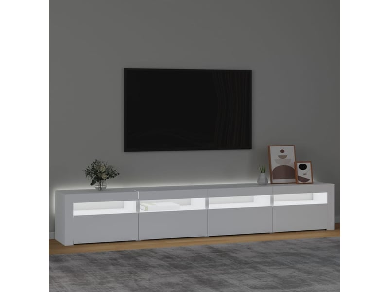  Meuble tv - banc tv - meuble de rangement avec lumières led blanc 240x35x40 cm  - Conforama C