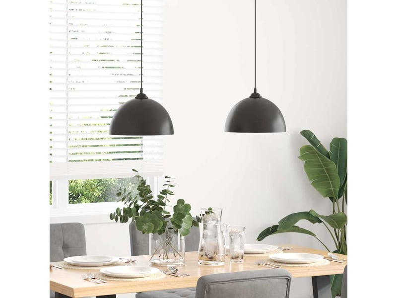  Lampes suspendues 2 pcs hauteur réglable e27 noir ø 30 cm métal  - Conforama C