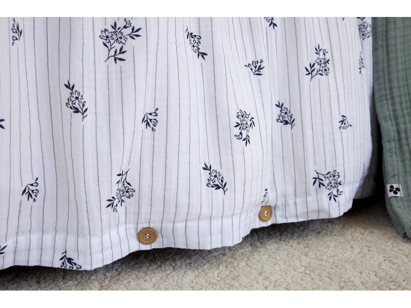 Housse de couette réversible 140 x 200 cm double gaze de coton imprimée suzanne chantilly 15334 - Conforama D