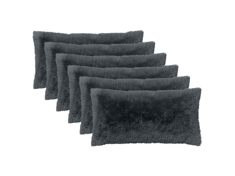  Lot de 2 coussins avec oreiller, coussins décoratifs heerlen anthracite fleece pv cf50375  - Conforama A