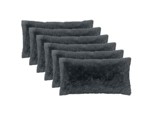 Lot de 2 coussins avec oreiller, coussins décoratifs heerlen anthracite fleece pv cf50375