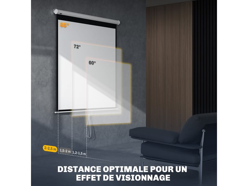  Écran de projection tv et home cinema de 85 pouces projecteur vidéo 1:1 4k hd, 162,5 x 8 x 162 cm  - Conforama R