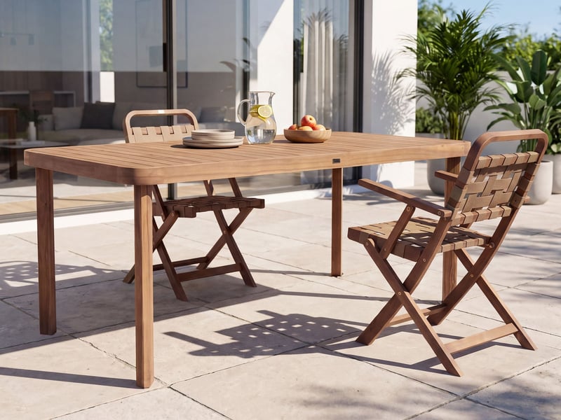  Table de salle à manger de jardin roncello 180 cm 90 cm acacia marron  - Conforama B