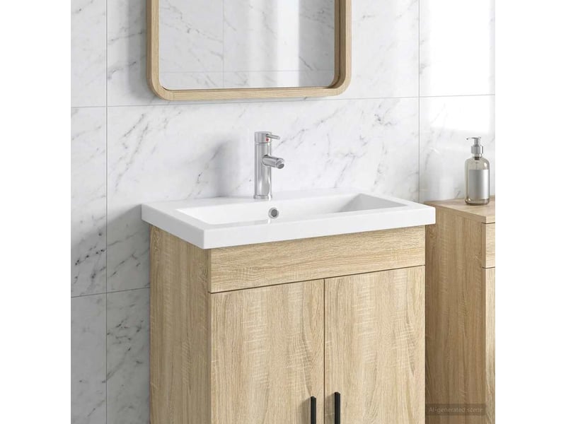  Lavabo de salle de bains chrome 61x40x16.5 cm métal  - Conforama B