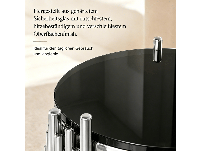  Table d’appoint ronde 2 niveaux – verre trempé noir et acier inoxydable argenté – ø 45 x h 55 cm  - Conforama D