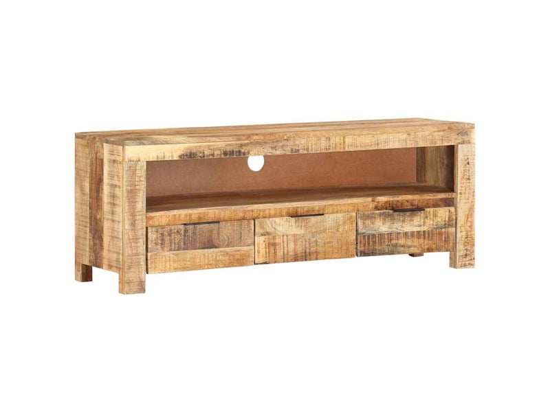  Meuble tv - banc tv - meuble de rangement 110x30x40 cm bois de manguier brut  - Conforama B