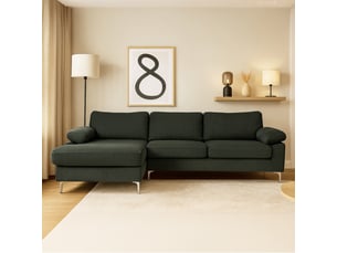 Canapé d'angle gauche fixe <strong>CONCEPT USINE</strong> <strong></strong> 5 places Velours Vert