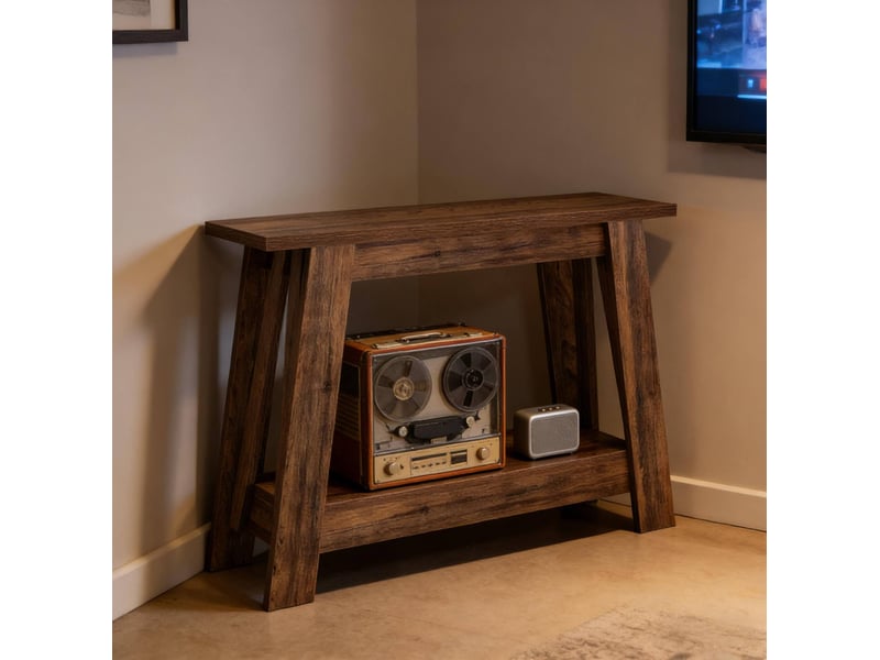 Console l105 x p30 x h79,5 cm en mdf avec 2 niveaux de rangement marron rustique chicfurn - Conforama C