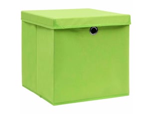 Boîtes de rangement avec couvercles 4 pcs 28x28x28 cm vert