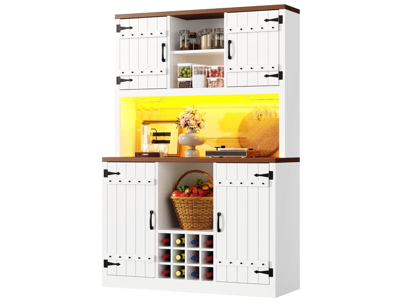  Buffet haut 120x40x180 cm blanc mdf et métal, style industriel vintage, rangement cuisine et salle à manger  - Conforama A