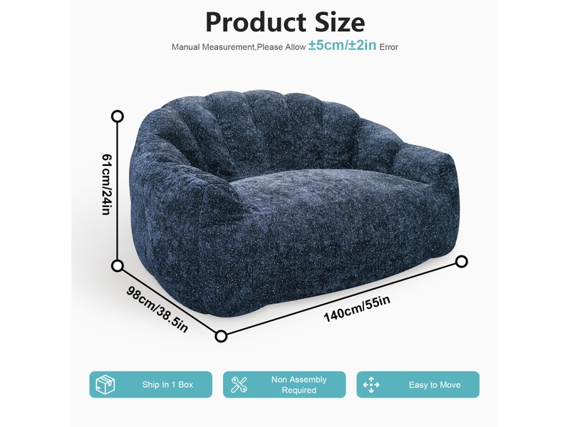  Pouf géant avec accoudoirs, design biomimétique patte d’ours, largeur 140 cm  - Conforama E