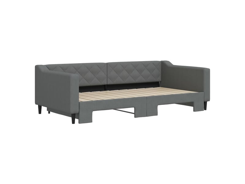 Lit simple- lit adulte - lit de jour avec gigogne sans matelas gris foncé 100x200 cm - Conforama B