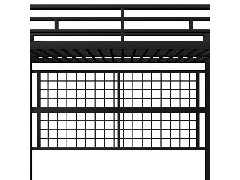  Lit mezzanine 200x90 cm en métal, lit simple avec armoire, escalier de rangement et led, sans matelas, noir  - Conforama E