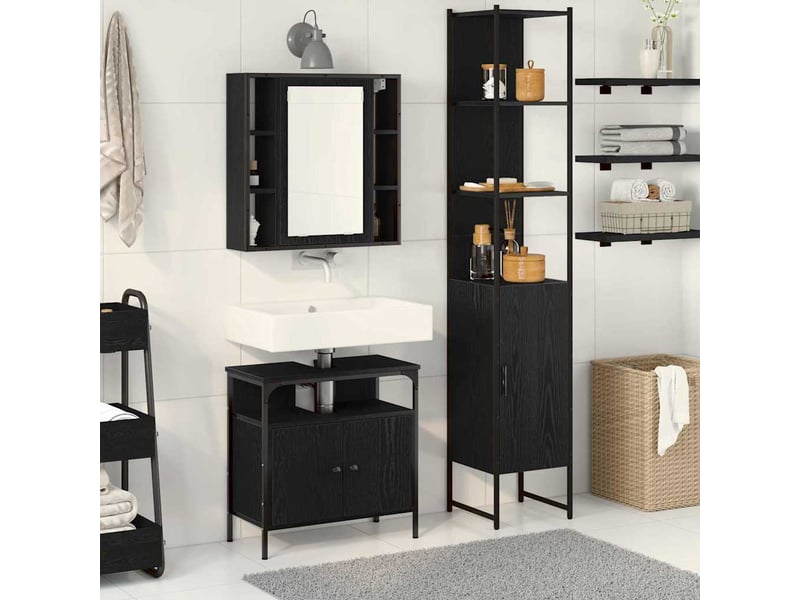  Ensemble de mobilier de salle de bain 3 pc chêne noir cf64328  - Conforama B