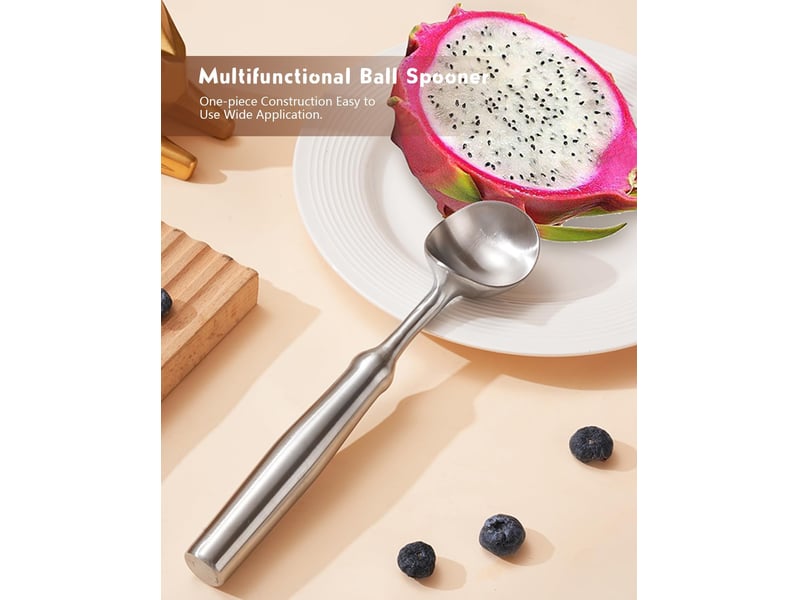  Cuillere a glace professionnelle, antiadhésive antigel cuillère à glace, un design en acier inoxydable intégré, robuste et facile à nettoyer  - Conforama E