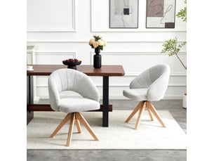 Chaise de salle à manger lot de 2 pivotante avec rotation 360°, dossier enveloppant, en velours gris clair et bois