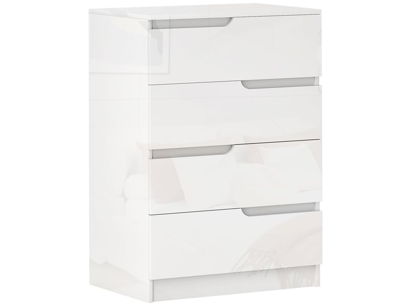  Commode moderne et minimaliste à 4 tiroirs en bois, 60 x 40 x 85 cm, blanc brillant  - Conforama A