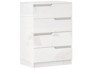 Commode moderne et minimaliste à 4 tiroirs en bois, 60 x 40 x 85 cm, blanc brillant