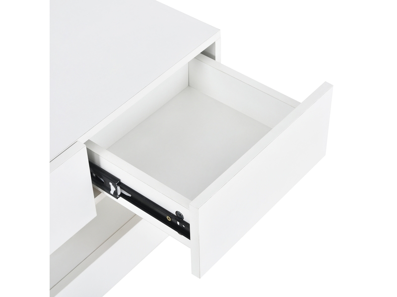  Meuble tv mural led blanc – 130 x 33 cm – 4 tiroirs, contrôle bluetooth  - Conforama E