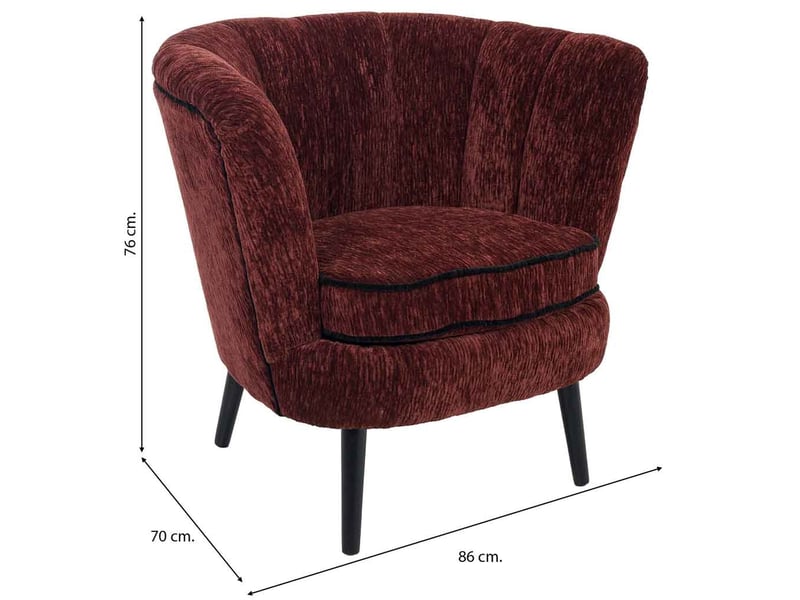  Fauteuil en tissu rouge 86x70x76 cm h  - Conforama C