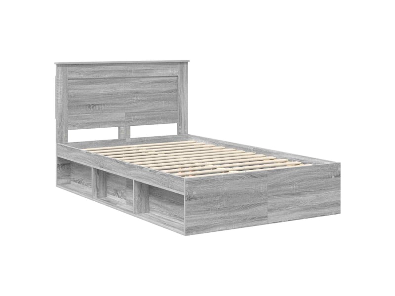 Lit double- lit adulte - cadre de lit gris sonoma 120 x 200 cm pin massif - Conforama C