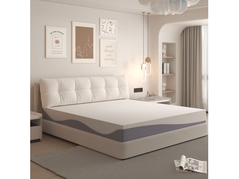  Matelas en mousse 160x200 cm réversible h3h4 blanc et gris  - Conforama C