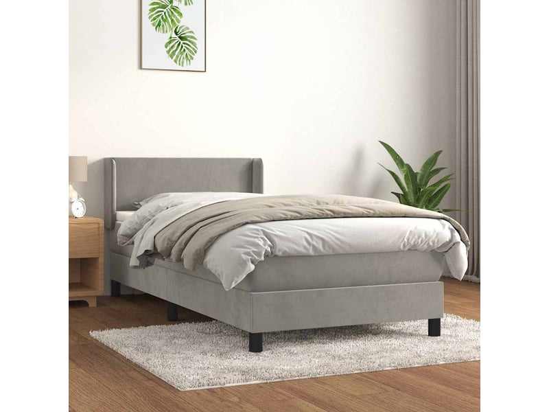  Lit simple, sommier à lattes de lit et matelas gris clair 100x200cm velours shl93578  - Conforama B