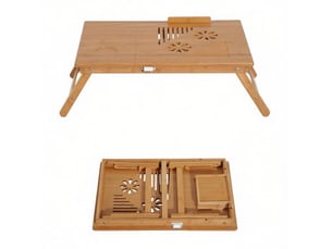 Table de lit pliable en bambou avec plateau inclinable et hauteur réglable, 55 x 35 cm