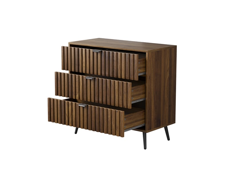  Commode modenvie 3 tiroirs en mdf noyer foncé style moderne  - Conforama A