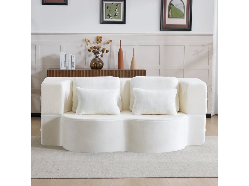 Canapé de salon, canapé moderne, blanc, design moderne, pour salon, adapté à l'espace de vie, chambre - Conforama C