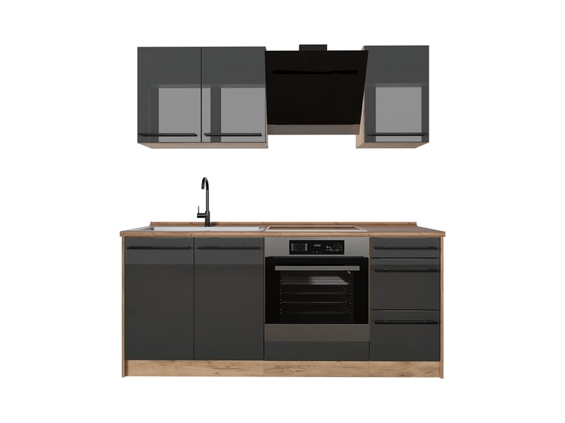 Vicco cuisine, anthracite haute brillancechêne doré, 180cm sans plan de travail - Conforama A